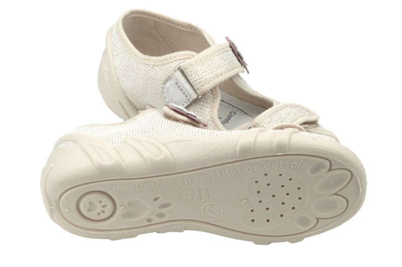 REN-BUT 33-378_P-1734 kapcie sandałki ZŁOTY na rzepy