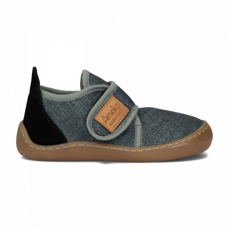 AMEKO kapcie BAREFOOT PIKO - ANTRACYT na rzep