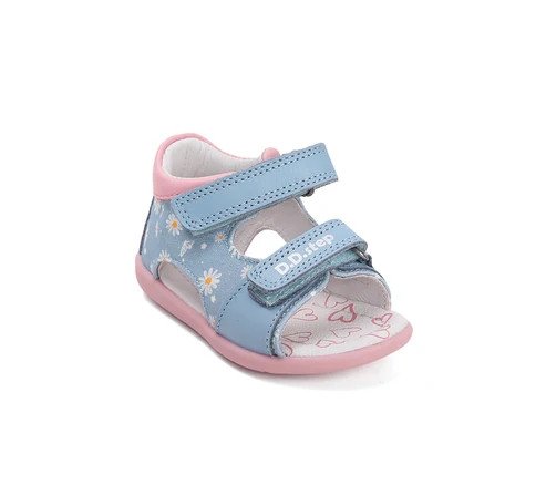 Sandałki skórzane D.D.STEP G075-61329A AERO BLUE na rzepy