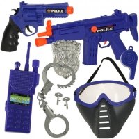Zestaw policyjny małego policjanta pistolet karabin maska kajdanki akcesoria policyjne 