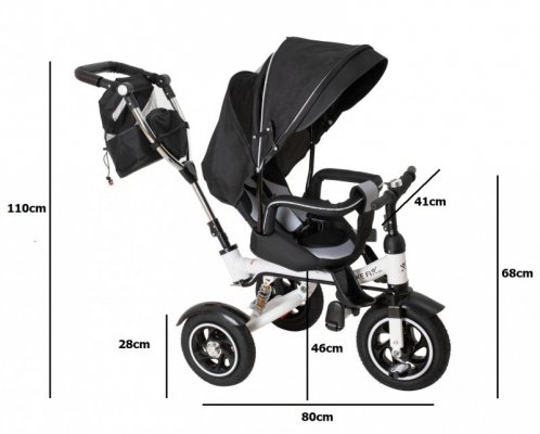 Rowerek trójkołowy Trike Fix V3 rower spacerówka 3w1 obracany 360 wolne koło czarny
