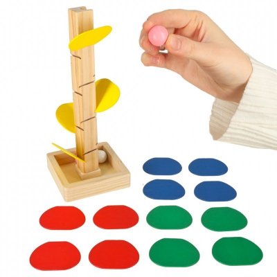 Drzewko edukacyjne klocki drewniane tor kulkowy Kulodrom Montessori