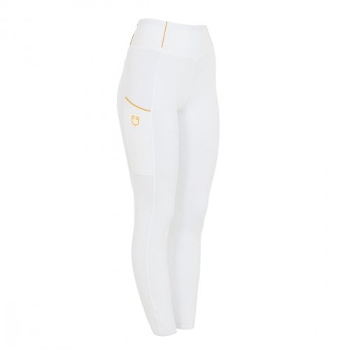 Legginsy damskie Classic Slim Fit Full Grip - EQUESTRO - white