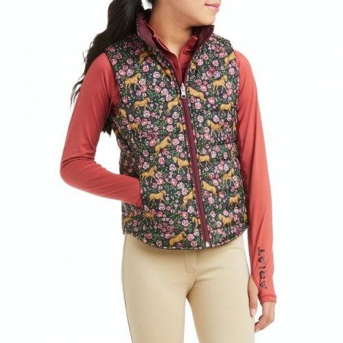 Kamizelka dwustronna młodzieżowa EMMA - Ariat - navy floral horse