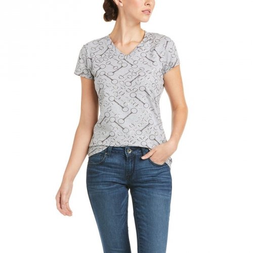 Koszulka damska SNAFFLE SS T-SHIRT SS21 - Ariat - light heather grey