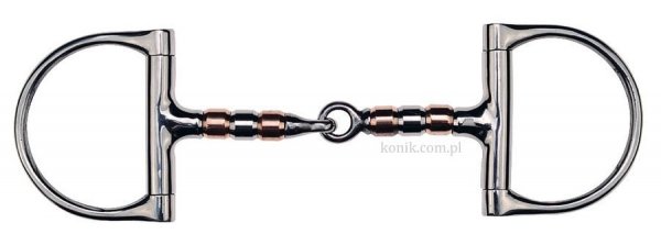 Wędzidło oliwkowe D-Ring z miedzianymi rolkami 13 mm - FEELING