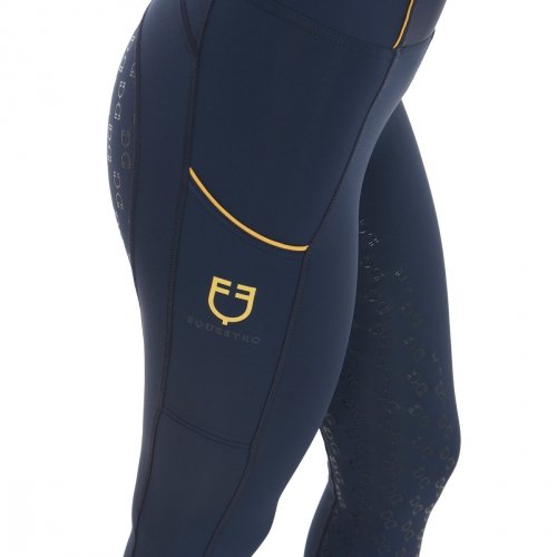 Legginsy damskie Classic Slim Fit Full Grip - EQUESTRO - navy
