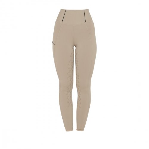 Legginsy damskie Classic Slim Fit Full Grip - EQUESTRO - piaskowe 