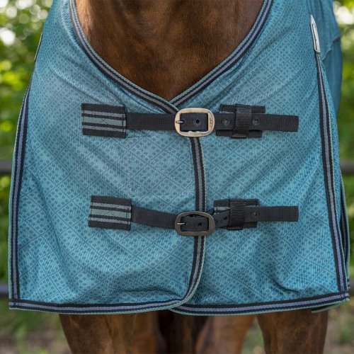 Derka siatkowa z odpinanym kołnierzem i maską SS25 - QHP - ocean breeze