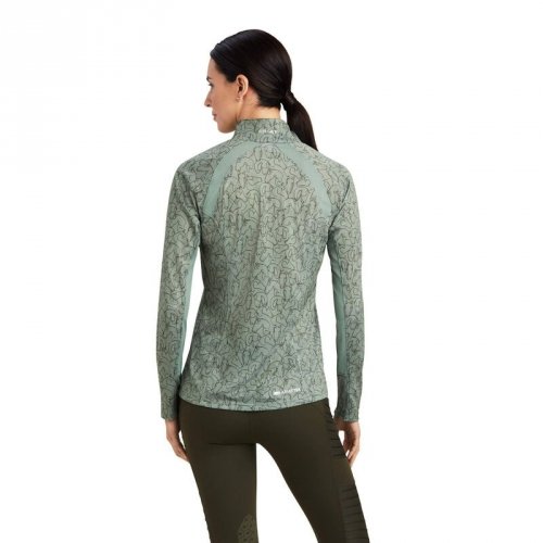 Bluzka damska SUNSTOPPER 2.0 - Ariat - hedge green doodle horse 