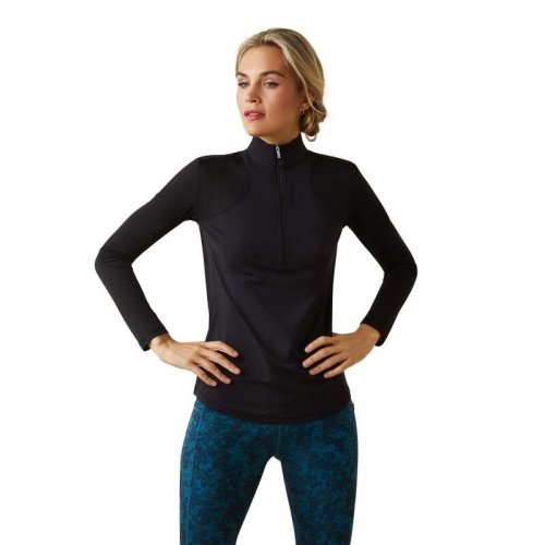 Bluzka damska BREATHE 1/4 ZIP - Ariat - black