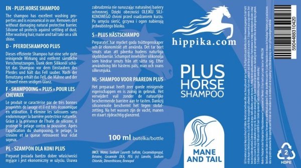 Szampon PLUS z silikonem 100ml - HIPPIKA.COM