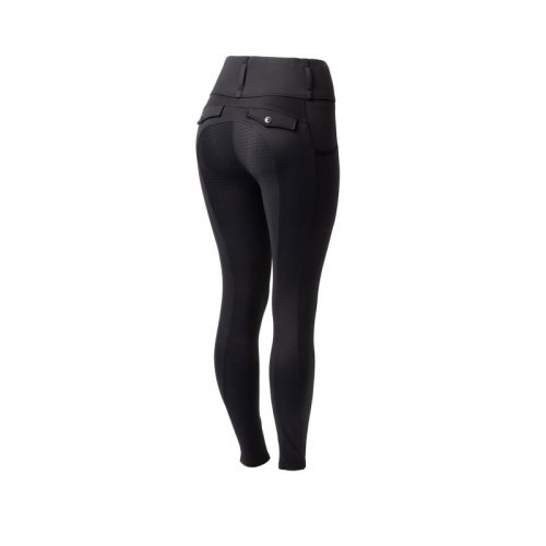 Termolegginsy jeździeckie ANYA Hybrid Full Grip - Horze - caviar black