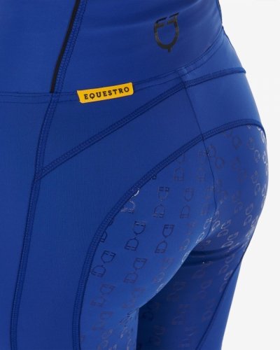 Legginsy damskie Classic Slim Fit Full Grip - EQUESTRO - blue