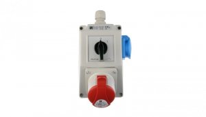 Zestaw instalacyjny z gniazdem 16A 5P+2P+Z (0-1) czerwony ZI03R211