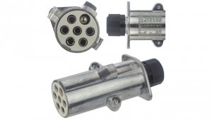 Wtyczka naczepowa typu S (biała) 7-pin 24V metalowa na kabel