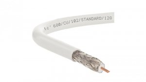 Przewód antenowy 75ohm RG6 2xSHIELD 1,02/4,7/6,9 TC6 Cu ekran 80 biały klasa A /305m/