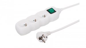 Przedłużacz 3-gniazdowy 1,0m, z wyłącznikiem, 3x1,0mm OWY, biały 35310