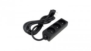 Przedłużacz 3 gniazda 3m z/u 3x1.5mm2 CZARNE