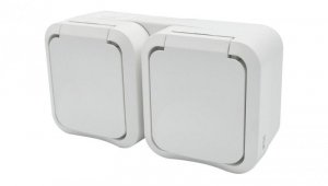 Gniazdo z uziemieniem podwójne natynkowe Aqua Pro IP55 białe 60225