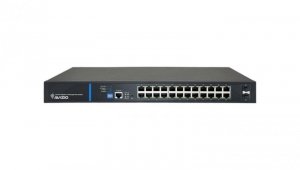 Zarządzalny przełącznik L2 (switch) 24 porty RJ45 PoE+ 1Gb/s + 2 porty SFP Uplink 1Gb/s + 1 port konsolowy RJ45 AVIZIO
