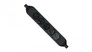 Listwa zasilająca na 5 gniazd 2P+Z czarna BASIC PRO (na kabel)