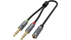Adapter Unitek Y-C957ABK miniJack 3,5mm (F) - 2x 3,5mm (M)