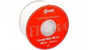 PRZEWÓD KONCENTRYCZNY RG6 TRI Cu CORAB ( szpula 100m ) klasa A