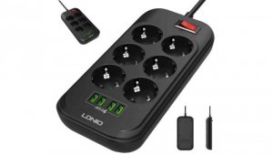 Listwa zasilająca LDNIO SE6403 6 Gniazd + 4x USB Przedłużacz