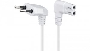 Kabel przyłączeniowy z wtyczką Euro, obustronnie kątowy, 1,5 m, biały - Długość kabla 1.5 m