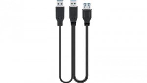 Kabel USB 3.0 Dual Power SuperSpeed, Czarny - Długość kabla 0.3 m