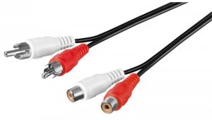 Przedłużacz stereo 2 x cinch - Długość kabla 2.5 m