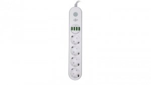 PRZEDŁUŻACZ SIECIOWY ELEKTRYCZNY 4 GNIAZDKA 4 USB 2M LP F24U4 LOGICPOWER