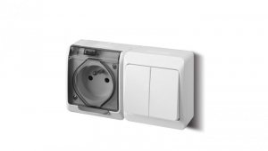 HERMES Gniazdo pojedyncze z/u 2P+Z + łącznik świecznikowy biały 0327-13