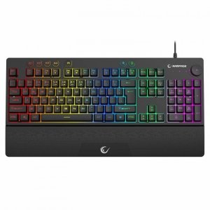 Klawiatura przewodowa Rampage Simula RGB Makro czarna z podstawką