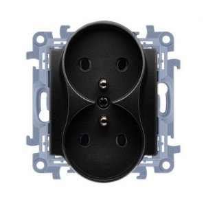 KONTAKT SIMON 10 MODUŁ CZARNY MAT GNIAZDO 2X Z/U ZACISKI ŚRUBOWE 16A 250V