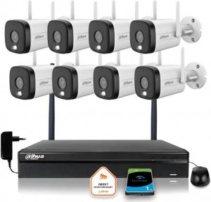 Zestaw monitoringu IP Dahua 8 Kamer WI-FI 3MPx smart podwójne oświetlenie LED IR do 30m