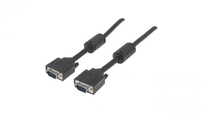 Kabel Monitorowy SVGA D-Sub 15M-15M z Ferrytem 10m Czarny