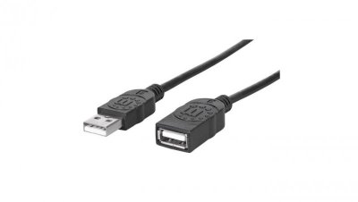 Kabel USB 2.0 A-A M/F 1.8M Czarny Hi-Speed USB-A/USB-A 338653