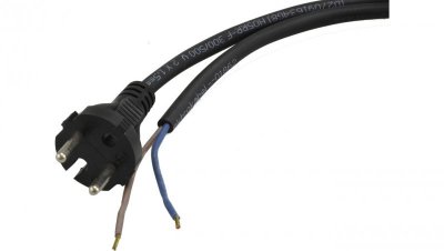 Przewód z wtyczką gumowy 2x1,0mm 3m czarny