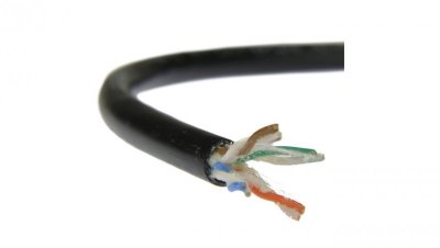 Kabel sieciowy A-LAN drut, zewnętrzny żelowany, 100 miedź KIU5OUTZ305 (UTP 305m kat. 5e kolor czarny)