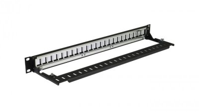 Patch panel pusty RACK 19 1U na 24 moduły keystone z półką czarny Molex