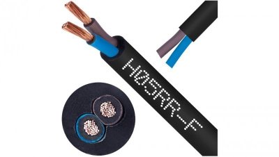 Przewód w gumie H05RR-F / OW 2x1 300/500V Elektrokabel /25m/