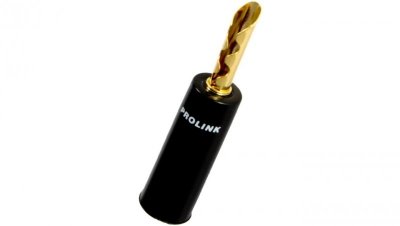PROLINK Premium TBC-055 Wtyk głośnikowy typu BANAN skręcany półotwarty pozłacany czarny
