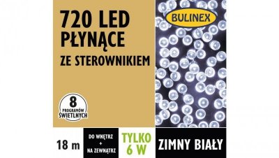Lampki Bulinex 720led białe zimne 18,00m płynące sznur