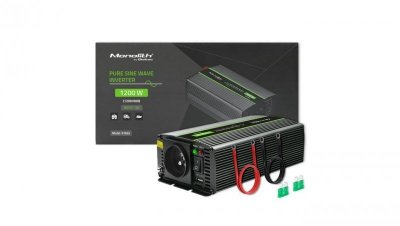 Qoltec Przetwornica napięcia Monolith 600W 1200W 12V na 230V Czysty Sinus