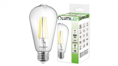 Żarówka LED E27 ST64 8W = 65W 880lm 4000K Neutralna 360 Filament LUMILED