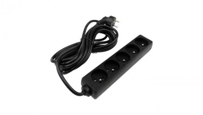 Przedłużacz 5 gniazd 5m z/u 3x1.5mm2 CZARNY