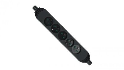 Listwa zasilająca na 5 gniazd 2P+Z czarna BASIC PRO (na kabel)