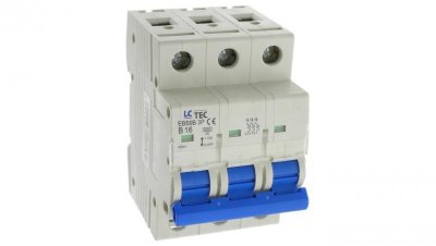 Wyłącznik instalacyjny nadprądowy nadmiarowoprądowy 3P 3M B 16A 6kA 490532 EBS9B